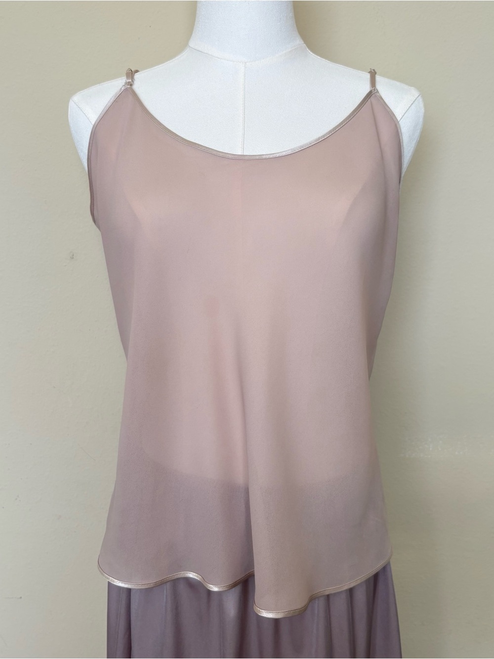 Vintage Farr West Camisole‎ Large Taupe Minimalist Top Made USA Y2K